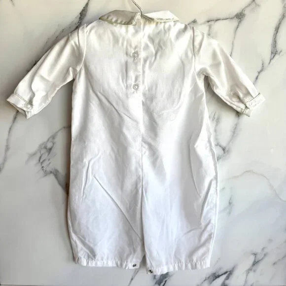 Petit Ami Christmas Smocked Romper 6 Months White Holiday Outfit Stockings - Picture 4 of 11